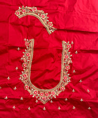 NR1300R -Red Colour Computer Maggam Work Blouse