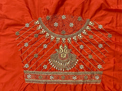 NR851OR - Orange Colour Computer Maggam Work Blouse