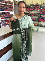 SR1001MD Mahendi Colour Purple Colour Chinnon Saree