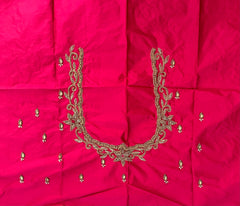 NR896TP -Tomato Pink Colour Maggam Work Blouse