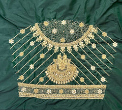 NR851BG - Bottle Green Colour Computer Maggam Work Blouse