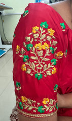 NR484R -Red Colour Computer Multi Work Blouse