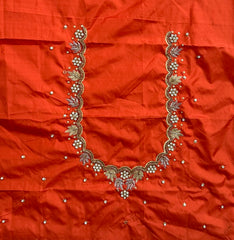 NR1299OR -Orange Colour Computer Maggam Work Blouse