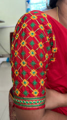 NR499R- Red Colour Computer Multi Work Blouse