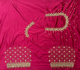 NR929TP- Tomato Pink Colour Computer Maggam Work Blouse