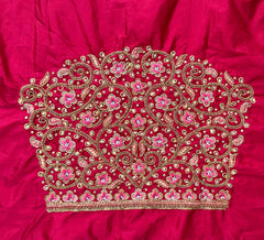 NR1300TP - Tomato Pink Colour Computer Maggam Work Blouse