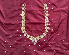 NR1299DM -Dark Maroon Colour Computer Maggam Work Blouse