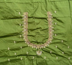 NR849MG- Mahendi Green Colour Computer Maggam Work Blouse