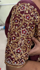 NR1300DM -Dark Maroon Colour Computer Maggam Work Blouse