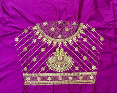 NR851MP - Magenta Pink Colour Computer Maggam Work Blouse