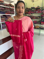 SR1001P Pink Colour Purple Colour Chinnon Saree