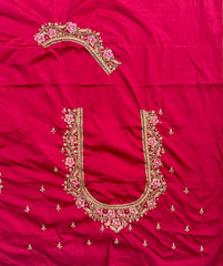 NR1300TP - Tomato Pink Colour Computer Maggam Work Blouse