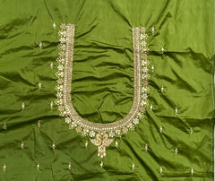 NR851MG - Mahendi Green Colour Computer Maggam Work Blouse