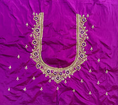 NR1300MP -Magenta Pink Colour Computer Maggam Work Blouse