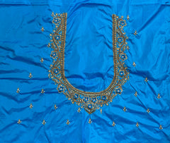 NR1300SB -Sky Blue Colour Computer Maggam Work Blouse