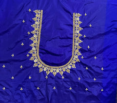 NR929IB- Ink Blue Colour Computer Maggam Work Blouse