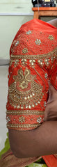 NR851OR - Orange Colour Computer Maggam Work Blouse