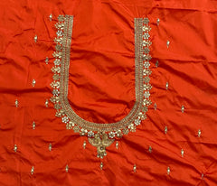 NR851OR - Orange Colour Computer Maggam Work Blouse