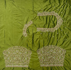 NR1300MG -Mahendi green Colour Computer Maggam Work Blouse