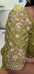 NR859MD -Mahendi Colour Computer Maggam Work Blouse