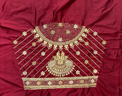 NR851DM - Dark Maroon Colour Computer Maggam Work Blouse