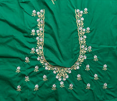 NR402G - Green Colour Computer Work Blouse