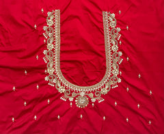 NR859R -Red Colour Computer Maggam Work Blouse