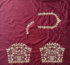 NR1299DM -Dark Maroon Colour Computer Maggam Work Blouse