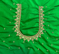 NR929G- Green Colour Computer Maggam Work Blouse