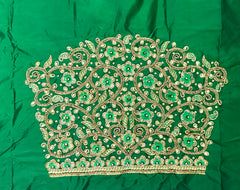 NR1300G -Green Colour Computer Maggam Work Blouse