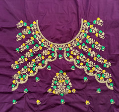 NR484WN - Wine Colour Computer Multi Colour Work Blouse