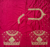 NR851TP - Tomato Pink Colour Computer Maggam Work Blouse