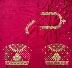 NR851TP - Tomato Pink Colour Computer Maggam Work Blouse