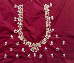 NR402M -Maroon Colour Computer Work Blouse