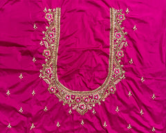 NR1300P -Pink Colour Computer Maggam Work Blouse