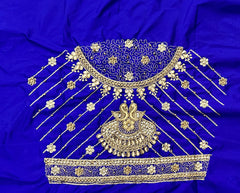 NR851IB -Ink Blue Colour Computer Maggam Work Blouse