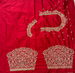 NR1300R -Red Colour Computer Maggam Work Blouse