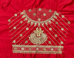 NR851R - Red Colour Computer Maggam Work Blouse