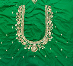NR859G - Green Colour Computer Maggam Work Blouse