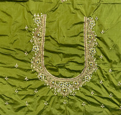 NR1300MG -Mahendi green Colour Computer Maggam Work Blouse