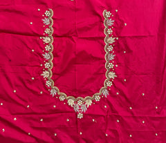 NR1299R -Red Colour Computer Maggam Work Blouse