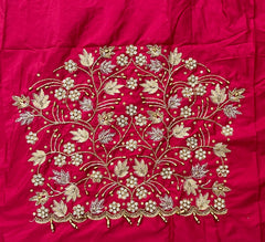 NR1299R -Red Colour Computer Maggam Work Blouse