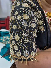 NR1299BL -Black Colour Computer Maggam Work Blouse