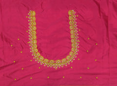 NR699TP - Tomato Pink Colour Maggam Work Blouse