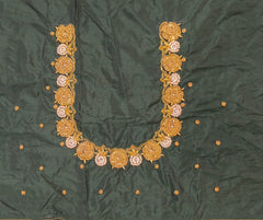 NR850BG - Bottle Green Colour Maggam Work Blouse Blue