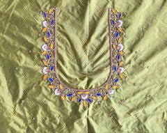 NR899MG - Mahendi Green Colour Maggam Work Blouse