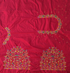 NR475R - Red Colour Computer Multi Colour Work Blouse