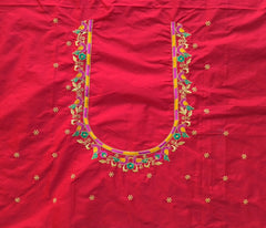 NR475R - Red Colour Computer Multi Colour Work Blouse