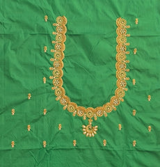 NR849G- Green Colour Computer Maggam Work Blouse