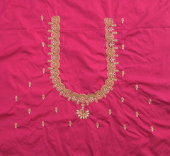 NR849TP- Tomato Pink Colour Computer Maggam Work Blouse